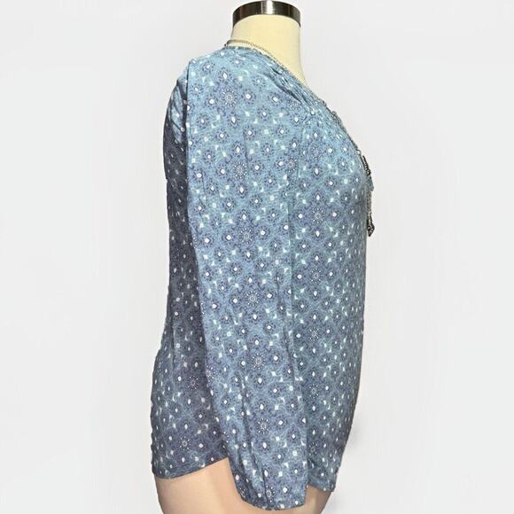 Lucky Brand Long Sleeve Top Women’s Size XL Blue Floral Print - Picture 4 of 8